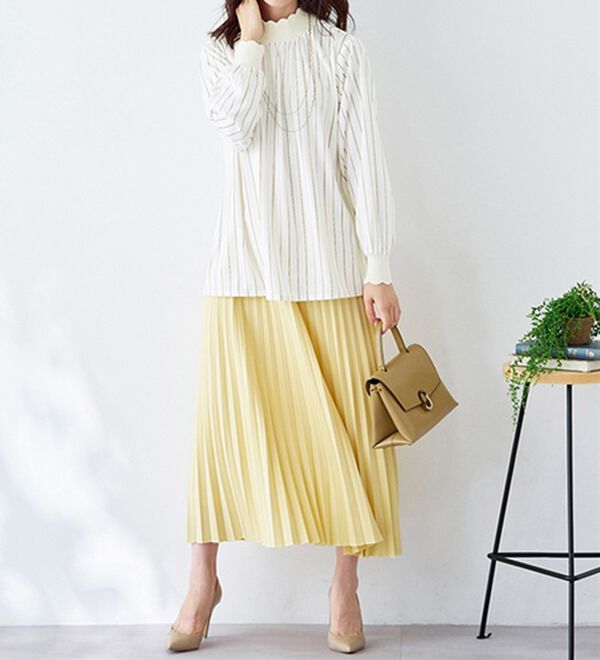 BELLUNA（ベルーナ）の「衿＆袖ニット使い美人顔ブラウス（ブラウス）」｜詳細画像