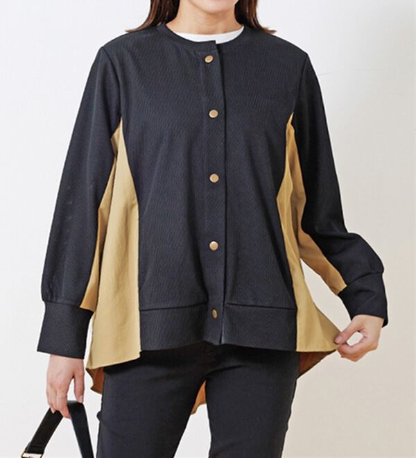 BELLUNA（ベルーナ）の「【Ｌａｇｒｉｌｕａ】異素材切替バックフレアー配色カーディガン（その他カーディガン）」｜詳細画像