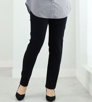 BELLUNA（ベルーナ）の「チノ見えストレッチ素材スリムパンツ（フルレングスパンツ）」｜黒