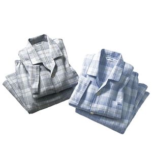 「【２着組】＜グンゼ＞素肌の匠（Ｒ）綿１００％クレープパジャマ（メンズルームウェア）」｜2着組