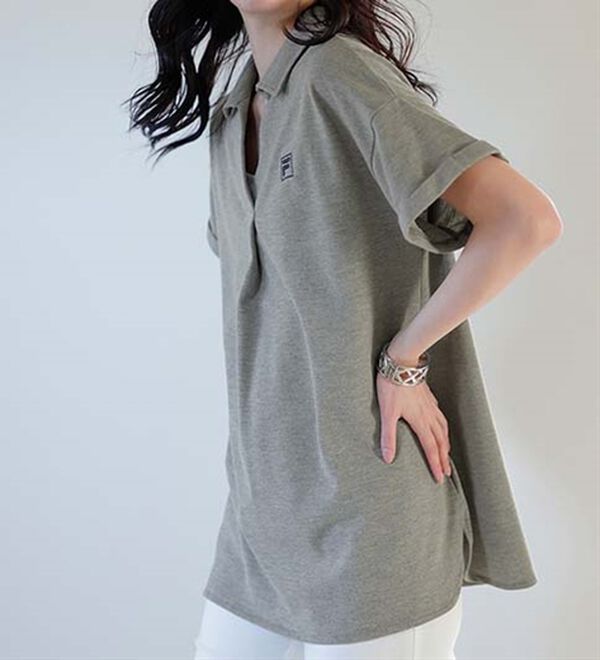 RANAN（ラナン）の「＜ＦＩＬＡ＞吸汗速乾・ＵＶ対策　鹿の子チュニックポロシャツ（チュニック）」｜グレー