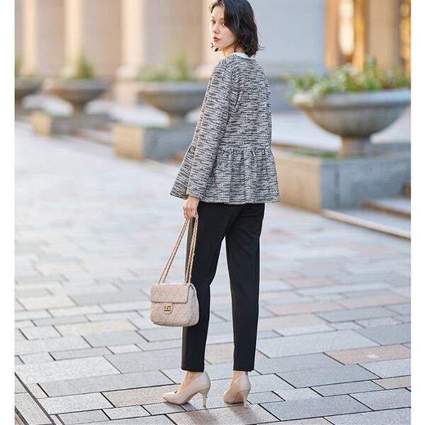 GeeRA（ジーラ）の「【２点セット】ニットツイードペプラムジャケットセットアップスーツ（パンツスーツ）」｜詳細画像