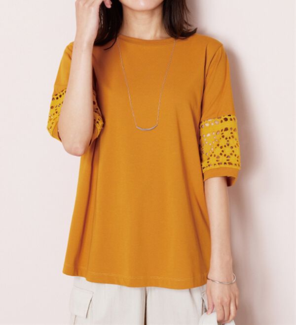 BELLUNA（ベルーナ）の「袖レース切替デザインプルオーバー（カットソー）」｜詳細画像