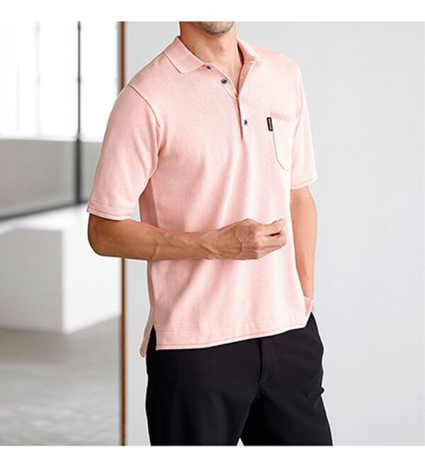 「＜イネド＞ヴィンテージ加工のニットポロ（メンズポロシャツ）」｜詳細画像