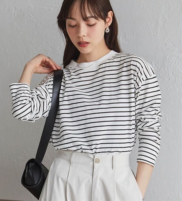 RANAN（ラナン）の「【選べる袖丈】ひんやり！＜BC＞綿100％プチハイネックＴシャツ（カットソー）」｜詳細画像