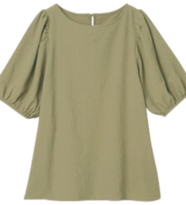 RANAN（ラナン）の「ひんやり！サッカー素材袖ボリュームブラウス（ブラウス）」｜詳細画像