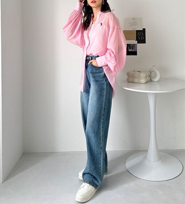 GeeRA（ジーラ）の「【Ｕ．Ｓ．　ＰＯＬＯ　ＡＳＳＮ．】バンドカラーシアーシャツ（シャツ）」｜詳細画像