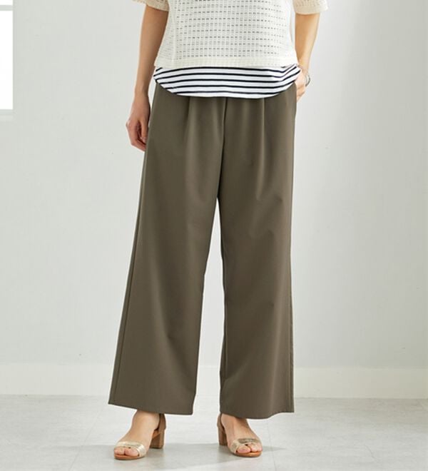 BELLUNA（ベルーナ）の「エアリーサッカー素材ワイドパンツ（ワイドパンツ・ガウチョ）」｜詳細画像