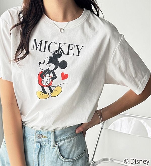 GeeRA（ジーラ）の「【Disney/ディズニー】別注/Mickey Mouse＆Minnie Mouse/ヴィンテージプリントTシャツ（カットソー）」｜詳細画像