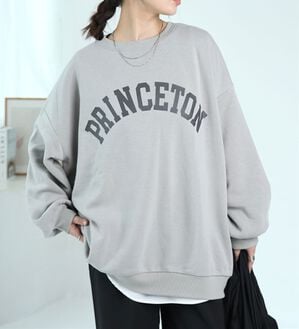 A HAPPY MARILYN（アハッピーマリリン）の「【Ｌ～８Ｌ】【ハピぽか裏起毛】２デザインから選べるロゴトレーナー 毛玉になりにくい（トレーナー・スウェット）」｜グレー