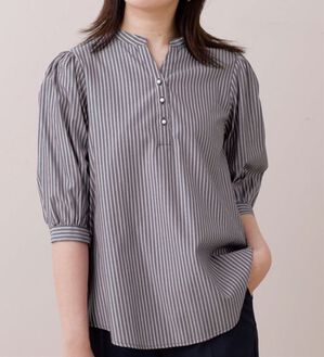 BELLUNA（ベルーナ）の「ストライプ素材パール使いブラウス（ブラウス）」｜詳細画像