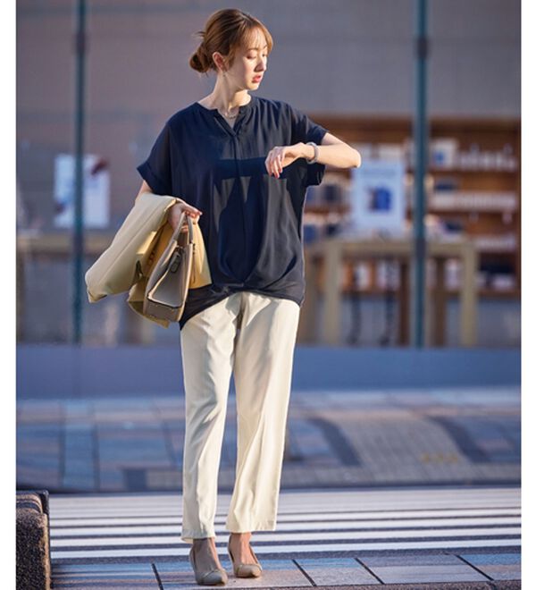 alotta（アロッタ）の「共布ベルト付ハイウエストテーパードパンツ（テーパードパンツ）」｜詳細画像
