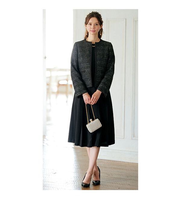 BELLUNA（ベルーナ）の「ラメ入りツイードジャケットワンピースアンサンブル（ワンピースセットスーツ）」｜詳細画像