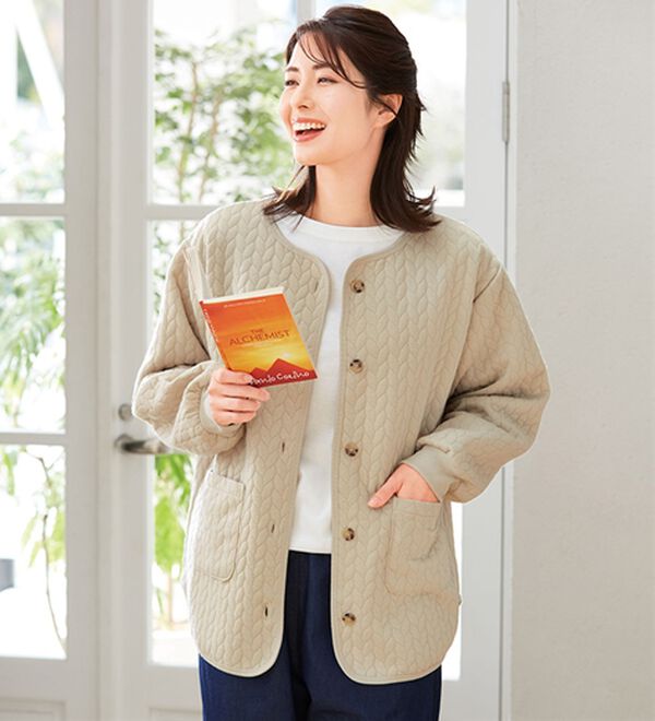 LAVIENNE（ラヴィエンヌ）の「キルティングカーディガン（ブルゾン）」｜ライトベージュ