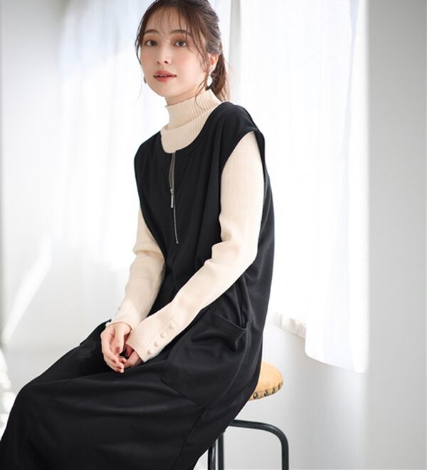 Viola e Viola（ヴィオラ エ ヴィオラ）の「なめらかポンチ　Iラインジャンスカ（ジャンパースカート）」｜詳細画像