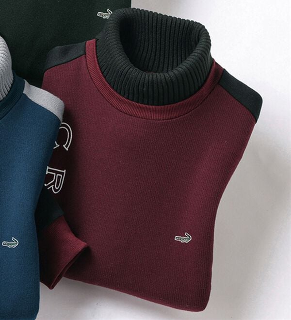 「＜クロコダイル＞技ありニット使い裏起毛トレーナー（メンズニット・セーター）」｜ワイン