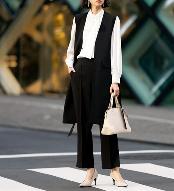 GeeRA（ジーラ）の「【２点セット】ロングジレセットアップスーツ（パンツスーツ）」｜詳細画像