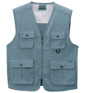 「夏素材の多ポケットベストコレクション（メンズベスト）」｜ブルー(楊柳)