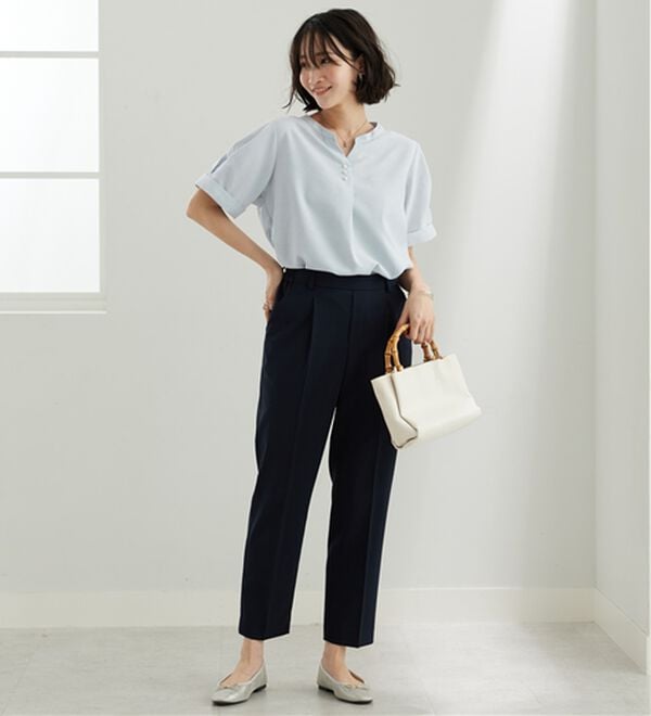 BELLUNA（ベルーナ）の「【選べる2丈】メランジストレッチ素材テーパードパンツ（テーパードパンツ）」｜詳細画像