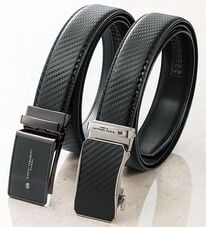 「【２本組】＜カンサイ・ヤマモト・オム＞カーボン調着脱楽々ベルト（メンズベルト）」