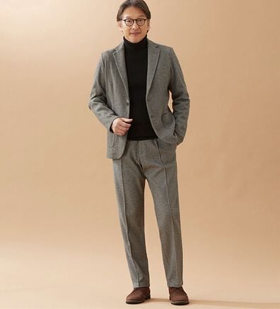 「ツイード調ストレッチセットアップ（ビジネススーツ）」