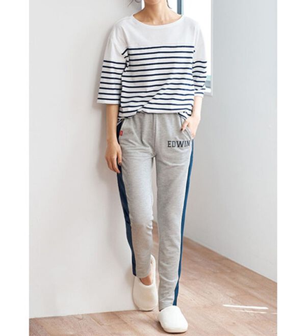 BELLUNA（ベルーナ）の「＜ＥＤＷＩＮ＞ミニ裏毛ラインパンツ（その他パンツ）」｜詳細画像