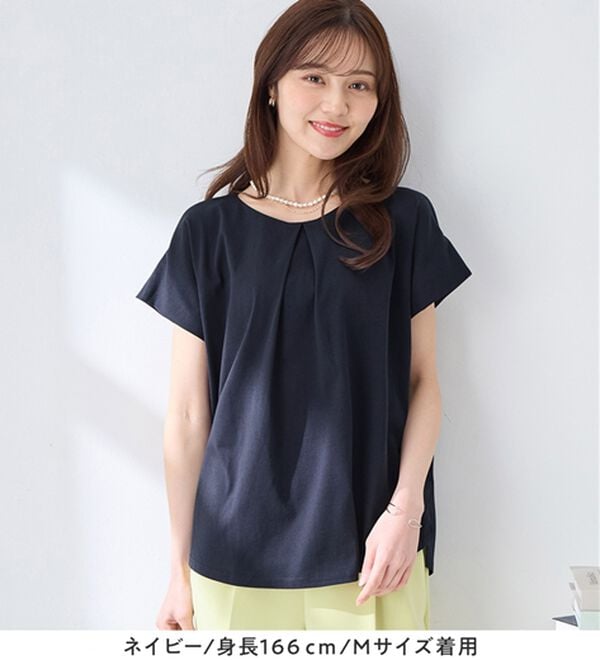 alotta（アロッタ）の「ひんやりタックデザインＴシャツ（カットソー）」｜詳細画像