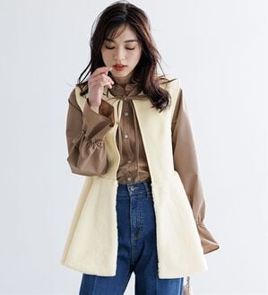 RANAN（ラナン）の「ペプラムファー切替ジレ（ジレ）」｜アイボリー