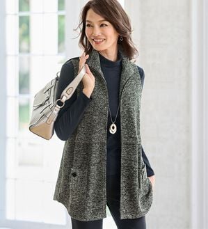 BELLUNA（ベルーナ）の「《サッときちんと見え！》杢調カットソー素材デザインベスト（ベスト）」｜詳細画像