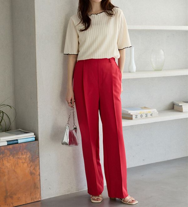 GeeRA（ジーラ）の「配色メロー５分袖表面感カットソー（カットソー）」｜詳細画像