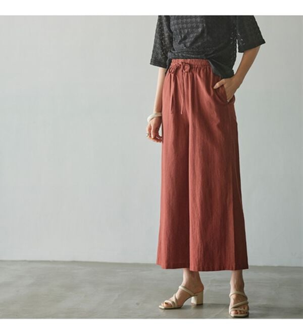 GeeRA（ジーラ）の「麻入りリラックスワイドパンツ（ワイドパンツ・ガウチョ）」｜詳細画像