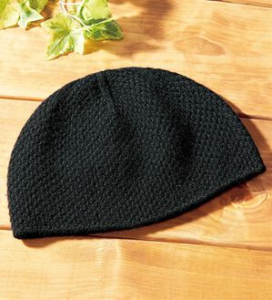 「日本製　洗えるカシミヤニットワッチ（メンズ帽子）」｜ブラック