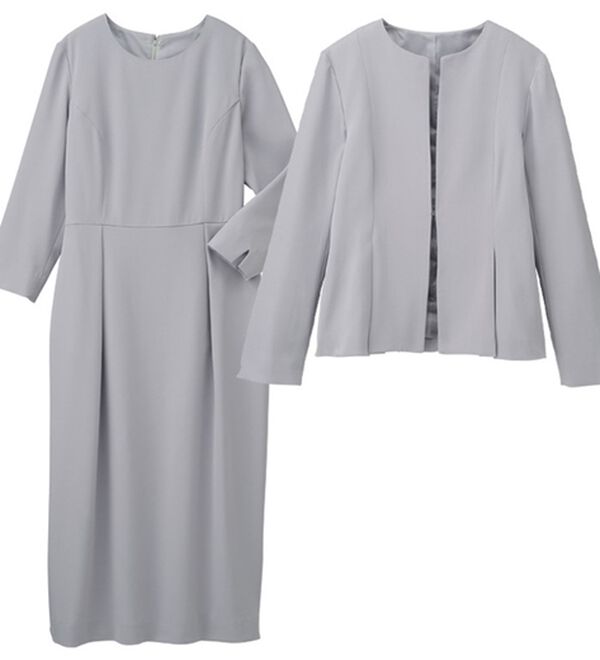 2点セット】ノーカラージャケットワンピースセット - ベルーナ【公式】