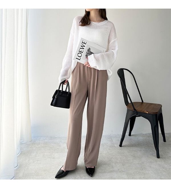 GeeRA（ジーラ）の「美脚魅せタックワイドスラックスパンツ（ワイドパンツ・ガウチョ）」｜詳細画像