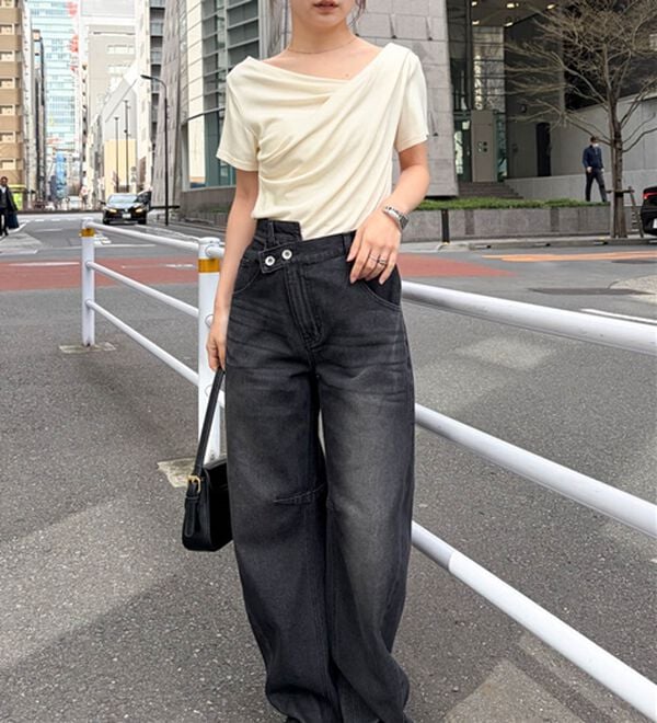 RANAN（ラナン）の「【新色追加】ひんやり上品ドレープリブTシャツ（カットソー）」｜詳細画像