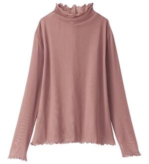 BELLUNA（ベルーナ）の「《重ねて楽しむ！》シアー素材ボトルネックプルオーバー（カットソー）」｜ローズ