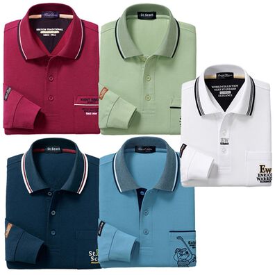 「【５色組】新デザイン長袖ブランドポロシャツ（メンズポロシャツ）」