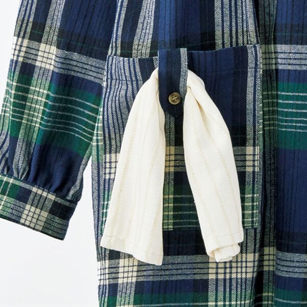 BELLUNA（ベルーナ）の「綿１００％起毛チェック柄かっぽうシャツ（パジャマ・ルームウェア）」｜詳細画像