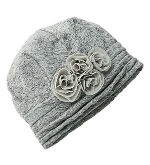 BELLUNA（ベルーナ）の「コサージュ付エレガントニット帽（帽子）」｜ライトグレー