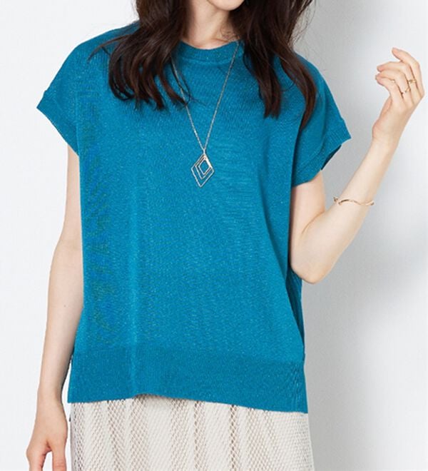 BELLUNA（ベルーナ）の「フラッシュヤーン素材サマーニット（ニット・セーター）」｜詳細画像