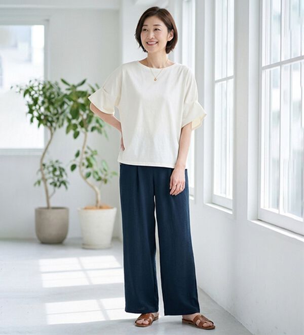 ルフラン（ルフラン）の「強撚スラブ釦デザインパンツ（フルレングスパンツ）」｜詳細画像