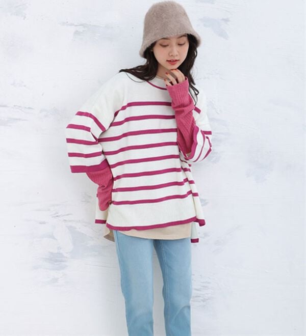 「【Ｌ～６Ｌ】重ね着を楽しむレイヤード専用ニットプルオーバー（ニット・セーター）」｜詳細画像