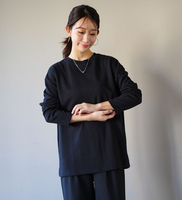 A HAPPY MARILYN（アハッピーマリリン）の「【Ｍ～８Ｌ】名品！「３つのシルエット」と「長袖／半袖」から選べる 綿混 ベーシック Ｔシャツ（Tシャツ）」｜詳細画像