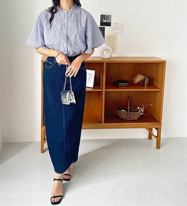 GeeRA（ジーラ）の「フレアー袖バンドカラーブラウス（ブラウス）」｜詳細画像