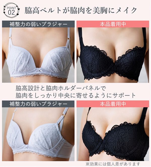 LAVIENNE（ラヴィエンヌ）の「レーシー脇高スッキリブラ＆ショーツ（ブラジャー＆ショーツセット）」｜詳細画像