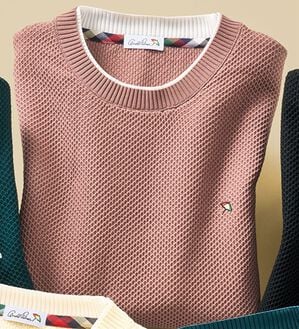 「＜アーノルド　パーマー＞立体編みレイヤードセーター（メンズニット・セーター）」｜グレイッシュピンク