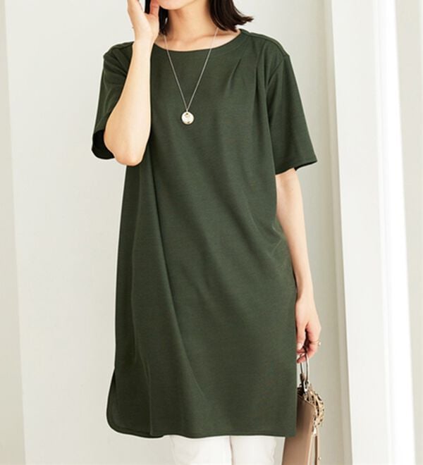 BELLUNA（ベルーナ）の「かのこ素材肩タックデザインワンピース（チュニック）」｜詳細画像