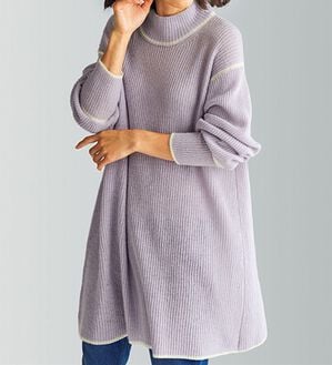 BELLUNA（ベルーナ）の「やわらかウールカシミヤ配色デザインチュニック（チュニック）」｜詳細画像