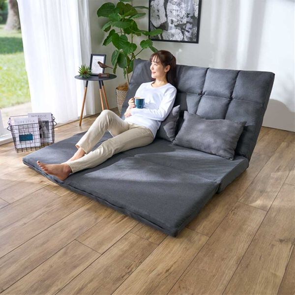 3WAYゆったりハイバックソファベッド＜リクライニングソファ