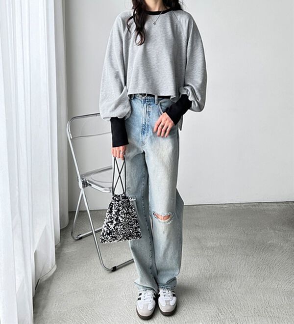 GeeRA（ジーラ）の「配色裏毛スウェットセットアップワンピース（カットソーワンピース）」｜詳細画像